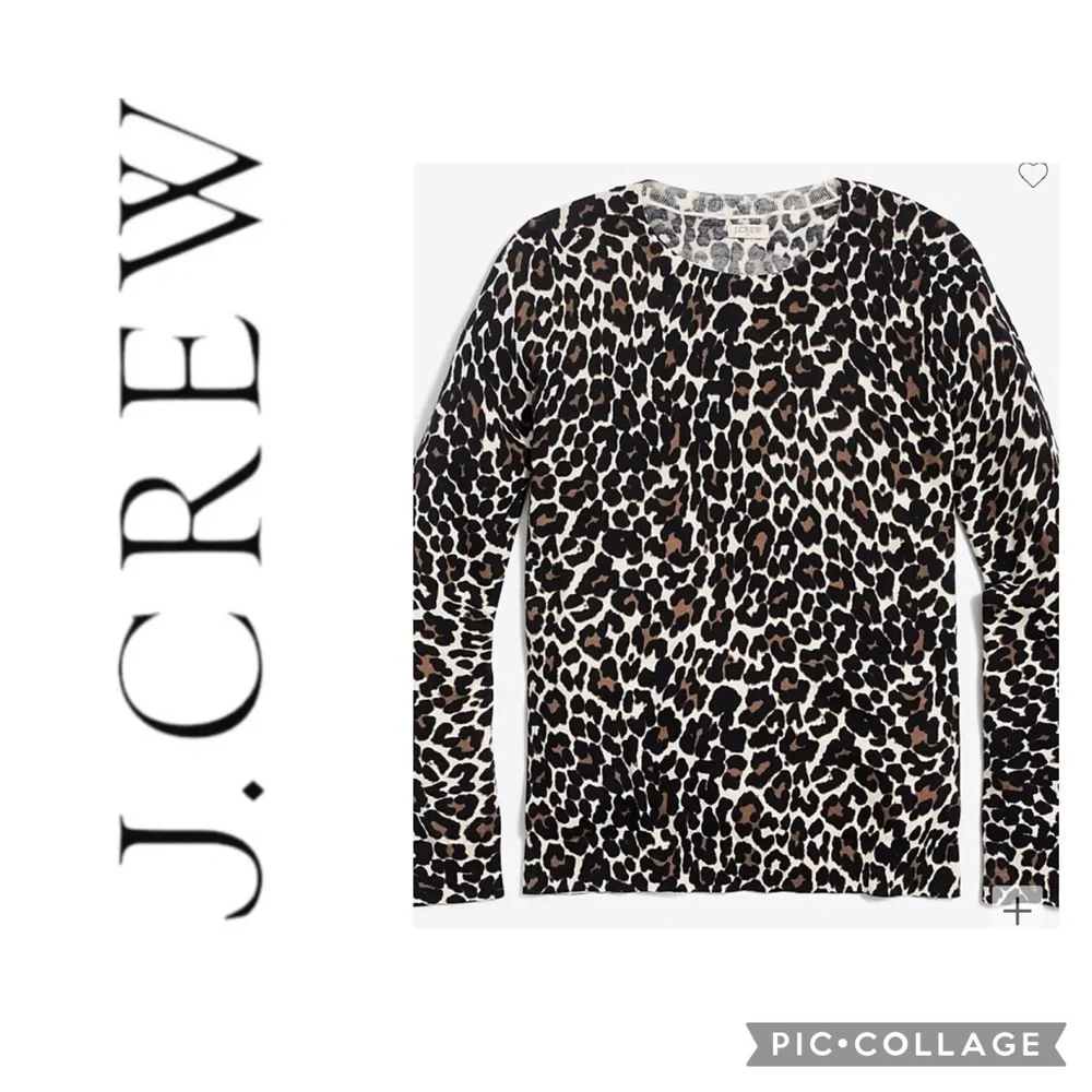 J Crew‎ Women’s Size Medium 100% Cotton Leopard Teddie Sweater